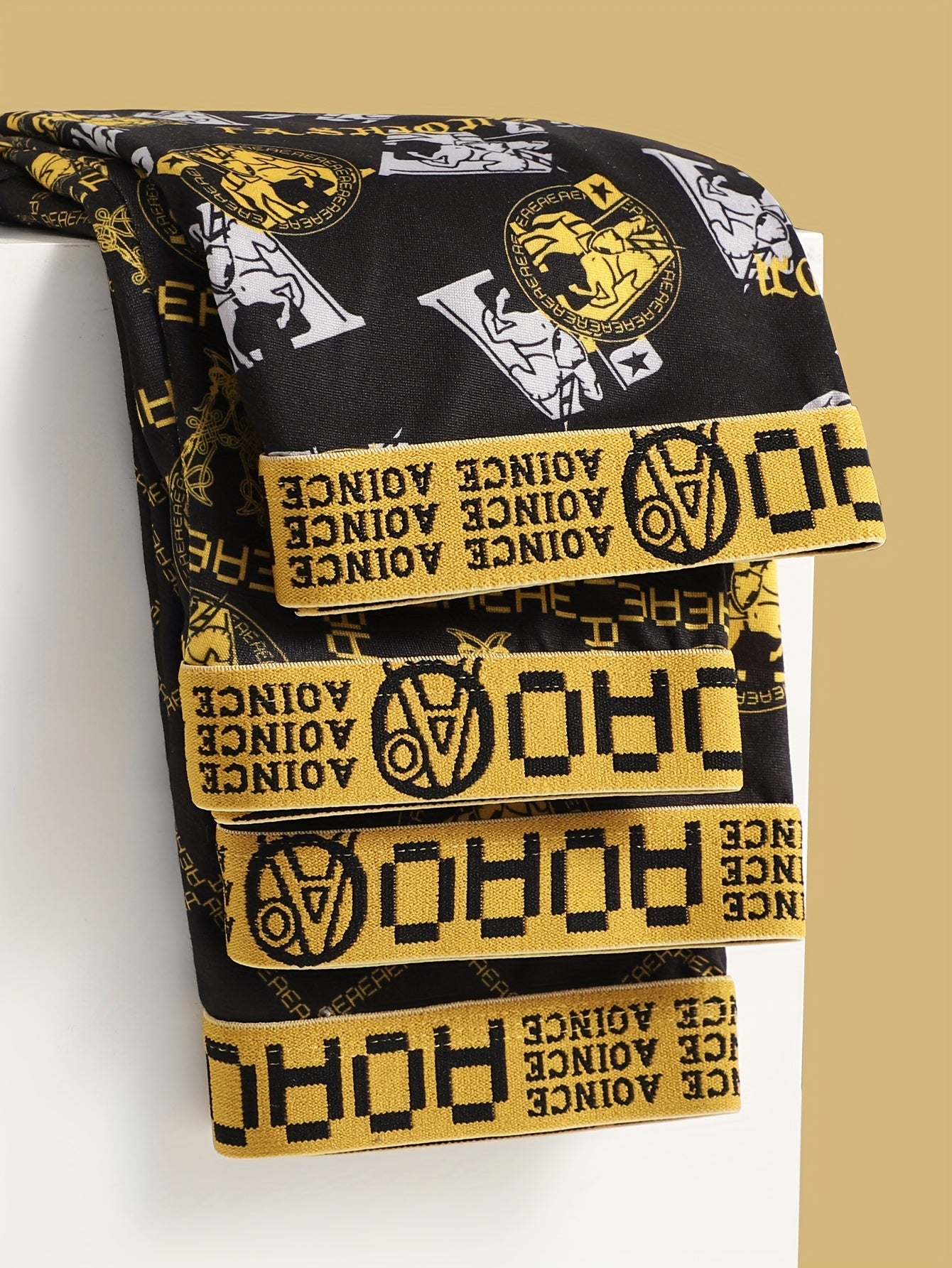 Men's Boxer Briefs Breathable Polyester Blend with Gold Chain Print Casual Fit