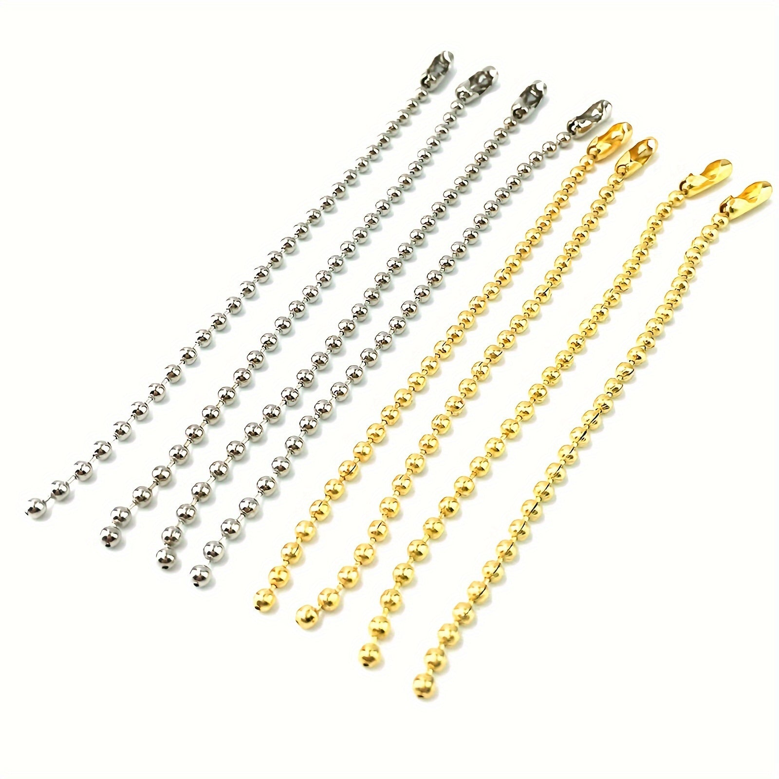 Set of 50 Gold and Silver 12cm Ball Chains for Jewelry Making