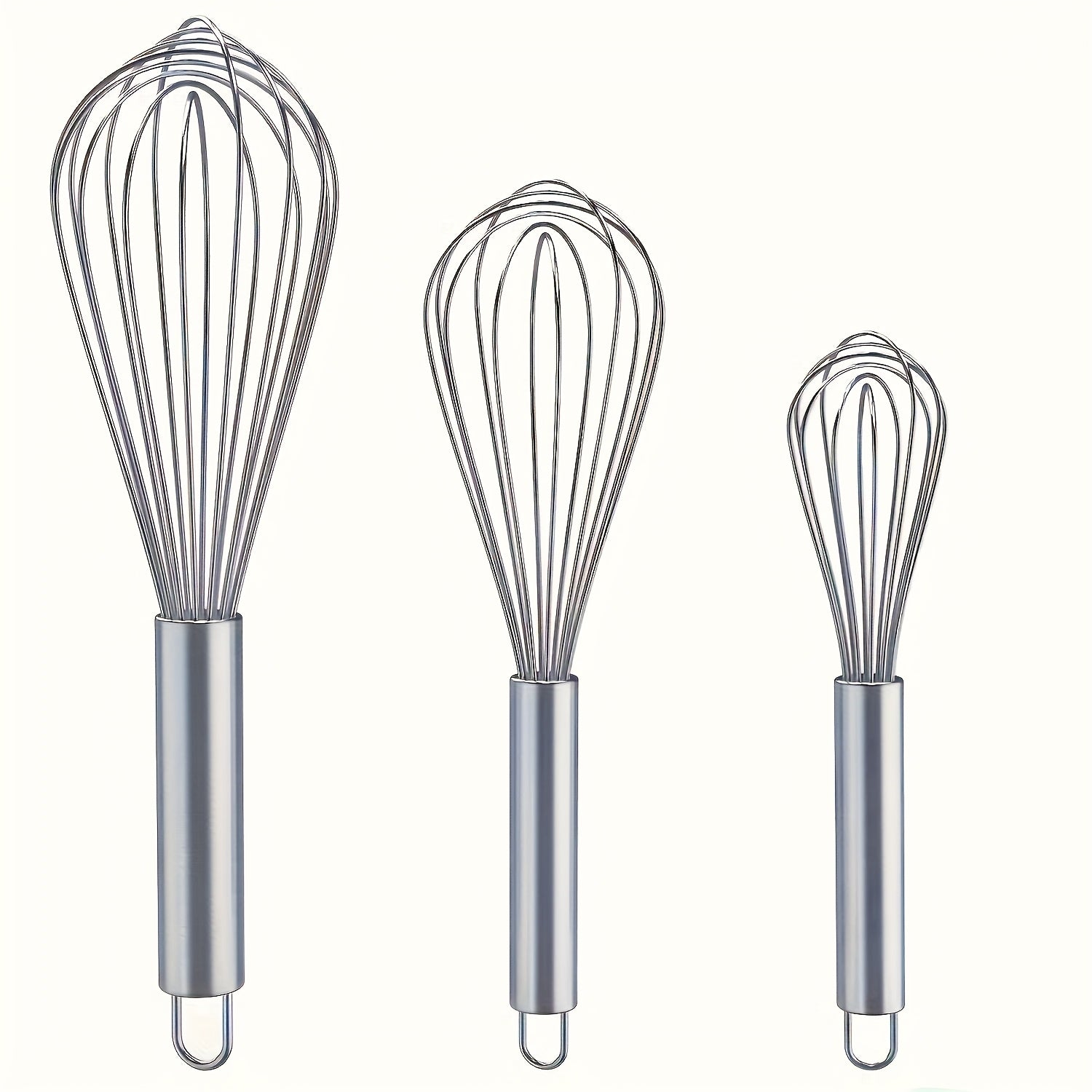 3PCS Stainless Steel Egg Beater Set Manual Kitchen Mixer Whipping Durable