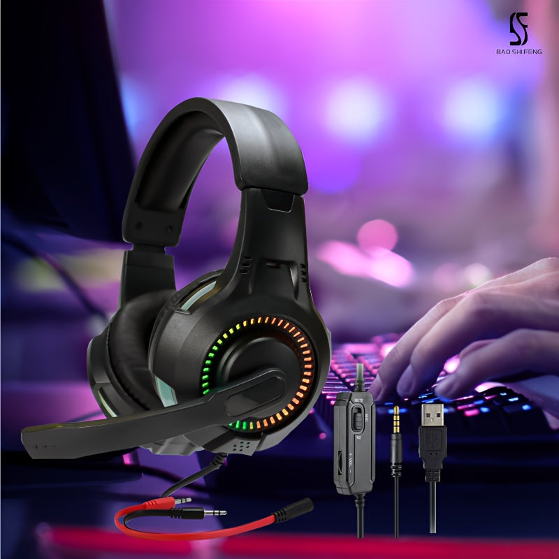 Anime Gaming Headset with Microphone 7.1 Surround Sound Noise Isolating Ear Cups Wired 3.5mm for Desktop Laptop Console