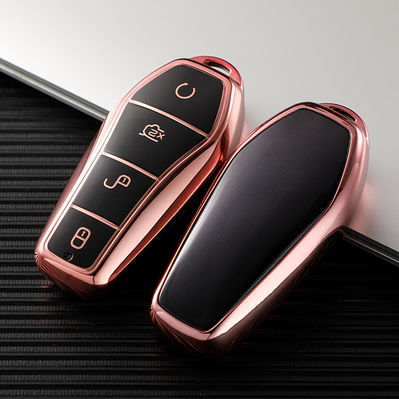 Universal Car Remote Key Fob Cover TPU Shell for EVs 4 Buttons Black