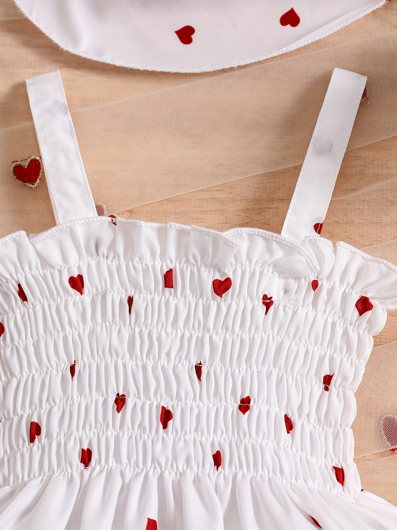 Girls 0-3 Years Summer Heart Print Dress Set with Halter Neck and Matching Hat in Two Colors