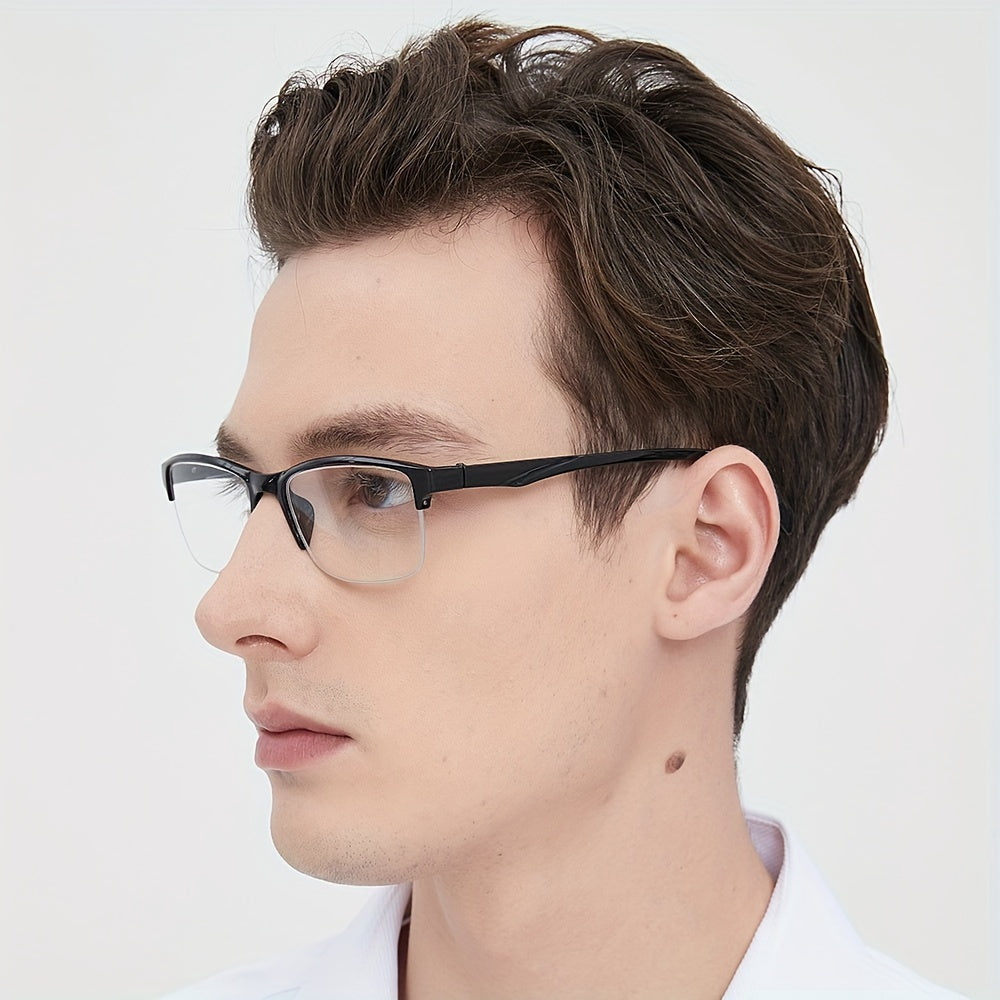 Men Women Black Resin Half Frame Reading Glasses Ultralight Magnification 1.5 1.75 2.0