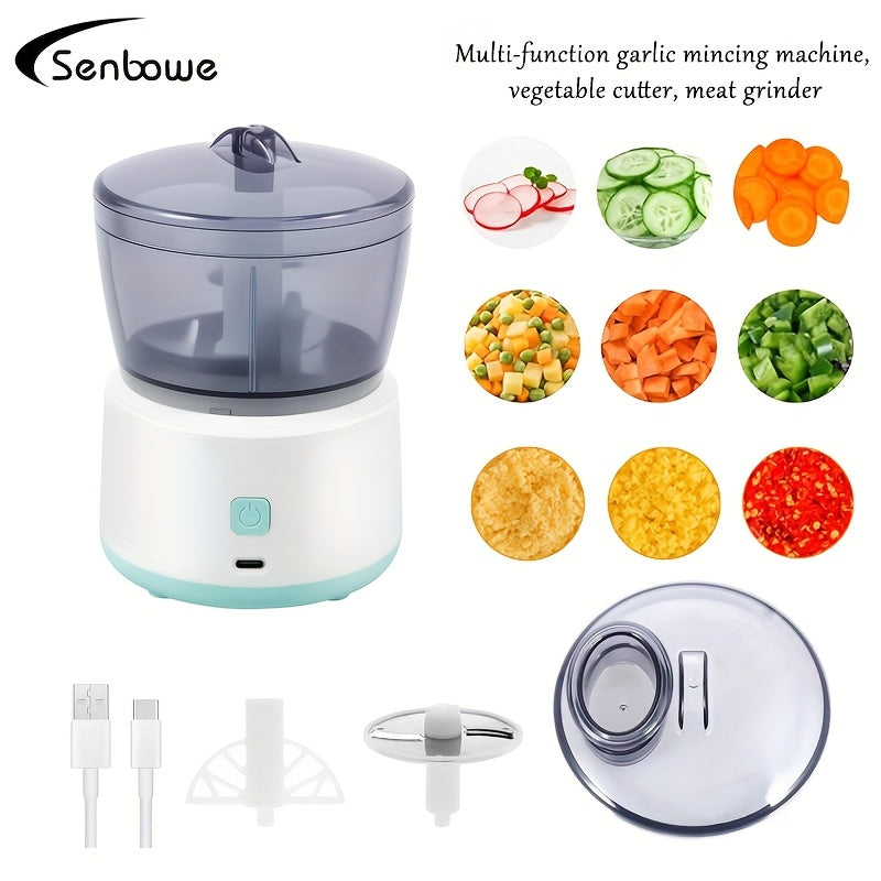 Mini picadora de carne recargable 3 en 1 con cuchillas de acero inoxidable, 10000 RPM