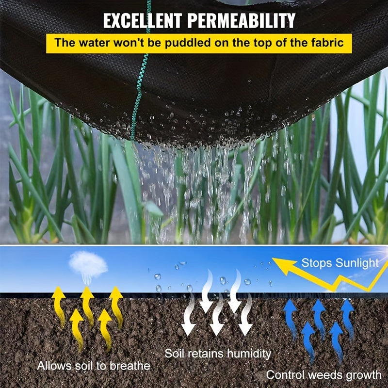 Heavy-Duty Black Polypropylene Garden Ground Cover UV Protected Weed Barrier for Lawn and Beds
