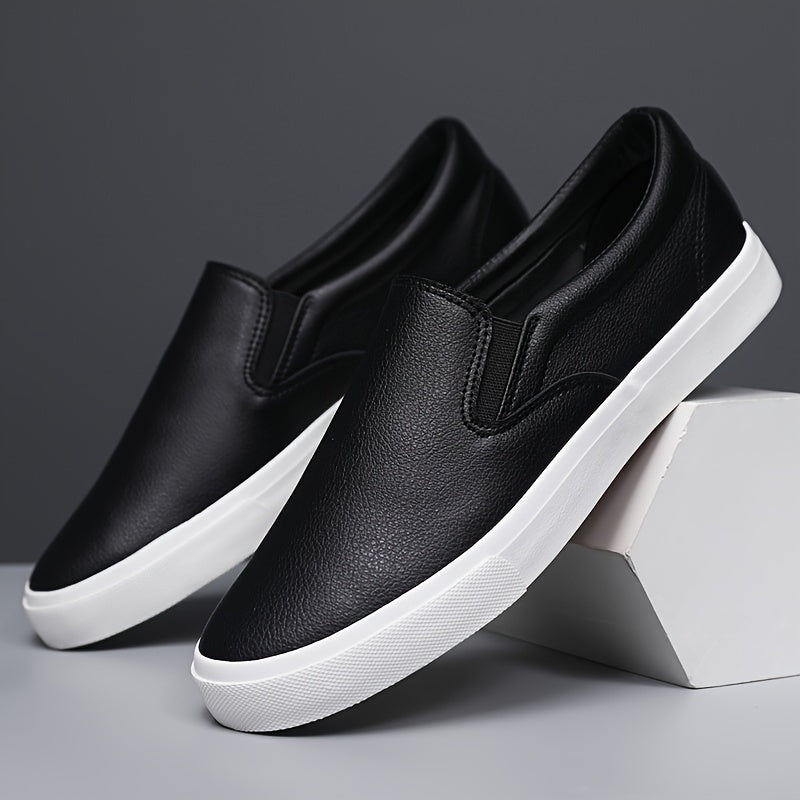 Zapatos de skate slip-on para hombre, casual, para exteriores, antideslizantes, de color sólido, tallas grandes