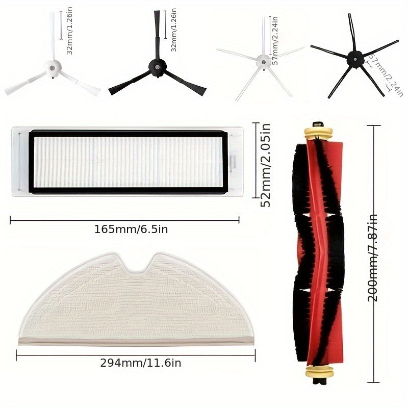 Roborock Changyutgich Aksessuarlar To'plami S5 Max/S50/S55/S5/S6/S6MaxV/S6 Pure/E4/E5 uchun - HEPA Filtrlari, Mopa Matolari, Yon va Asosiy Cho'tkalar, Batareya yo'q