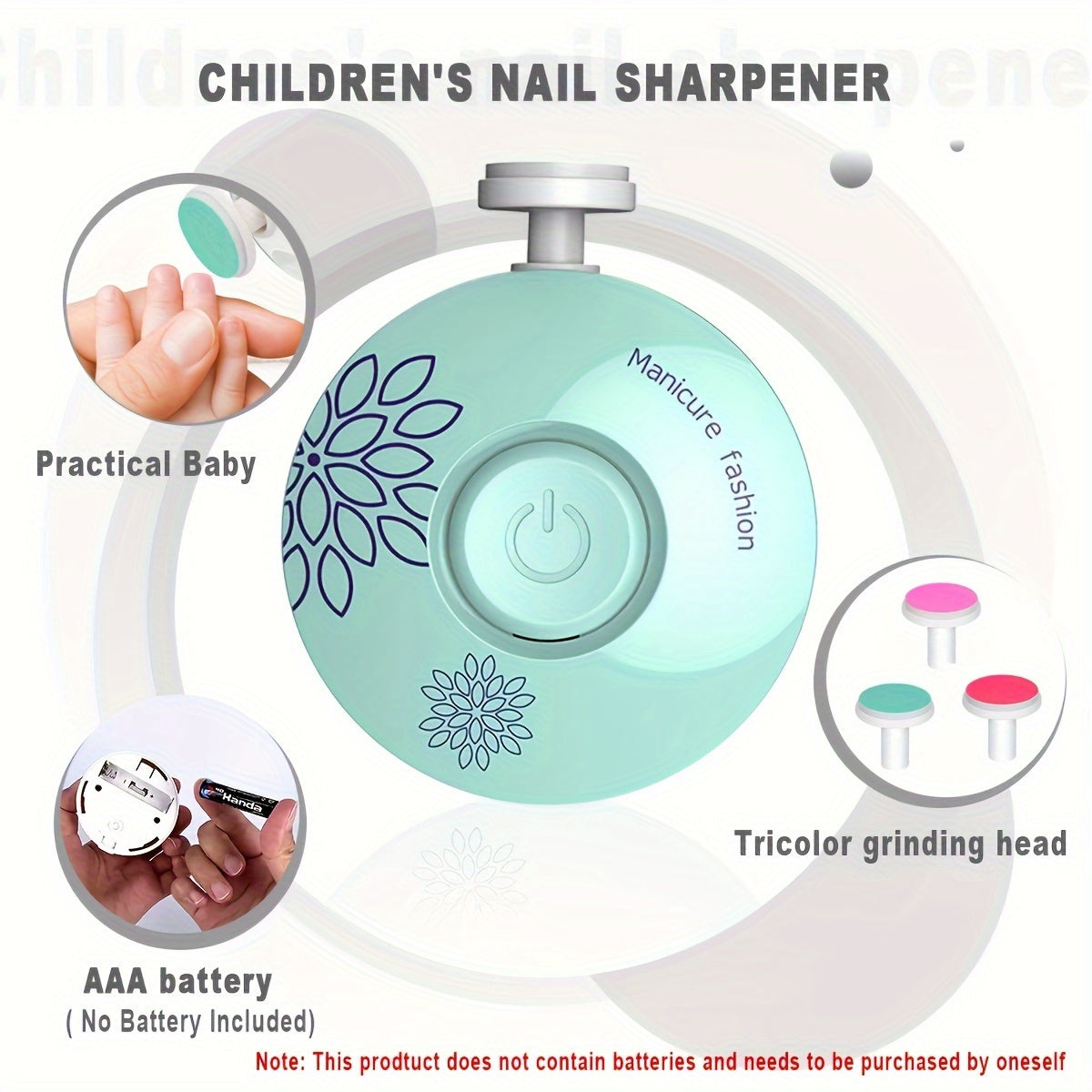 Kids and Teens Nail Care Kit Portable Electric Manicure Set Green