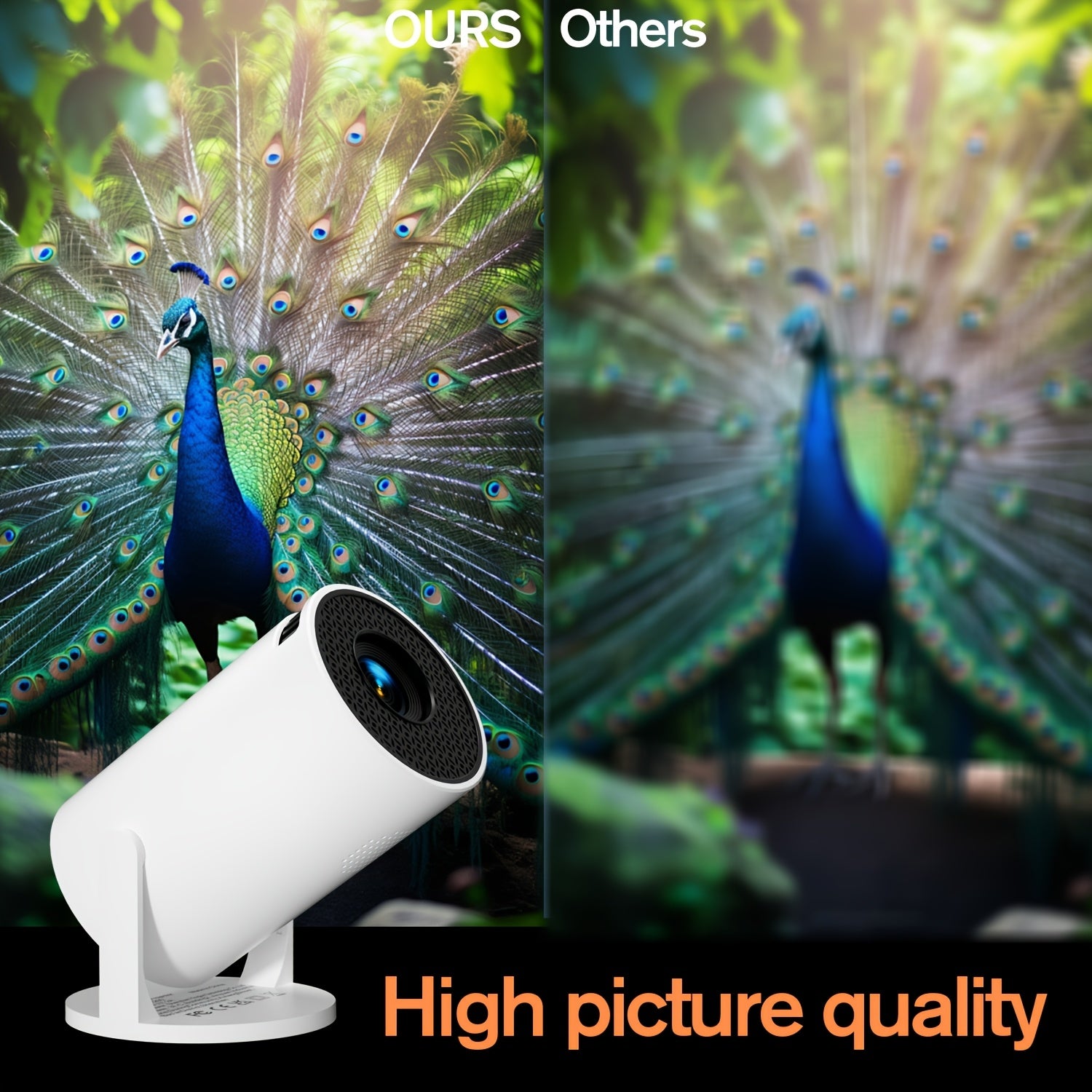 Mini Portable Smart Projector for Outdoor Movies with Fast Focus