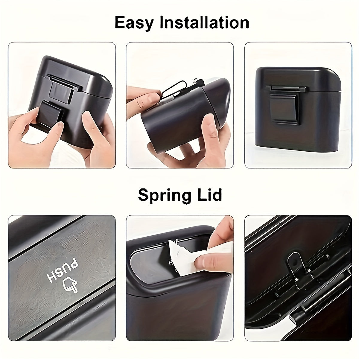 Compact Car Trash Can with Lid Leakproof Waterproof Includes Garbage Bags for Vehicle and Home Storage