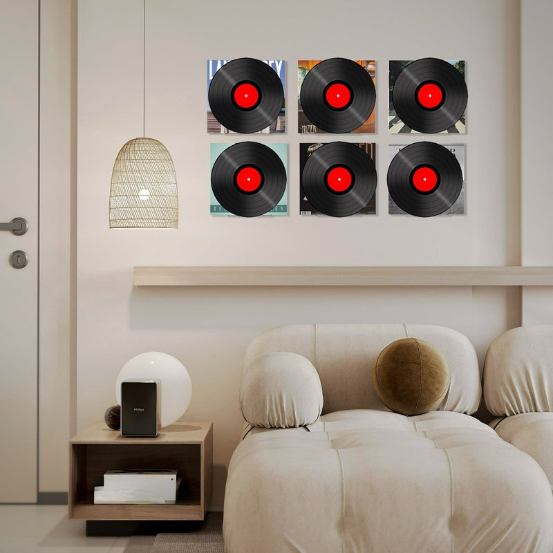 Wall-Mounted Acrylic Record Display Stand with Hooks for CDs and Vinyls