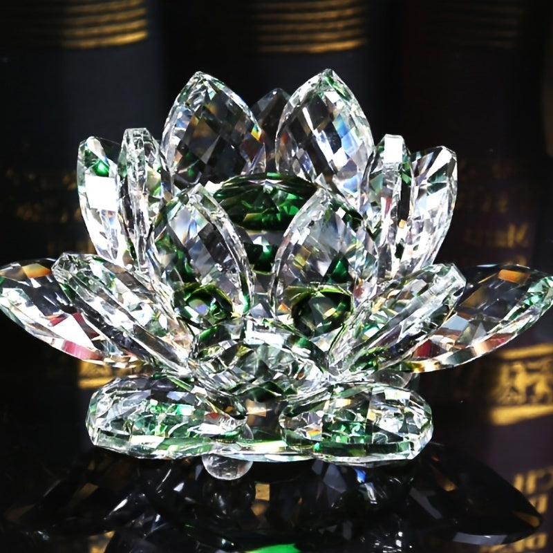 Crystal Lotus Ornament for Home and Desk Decor Handmade Decorative Sculpture