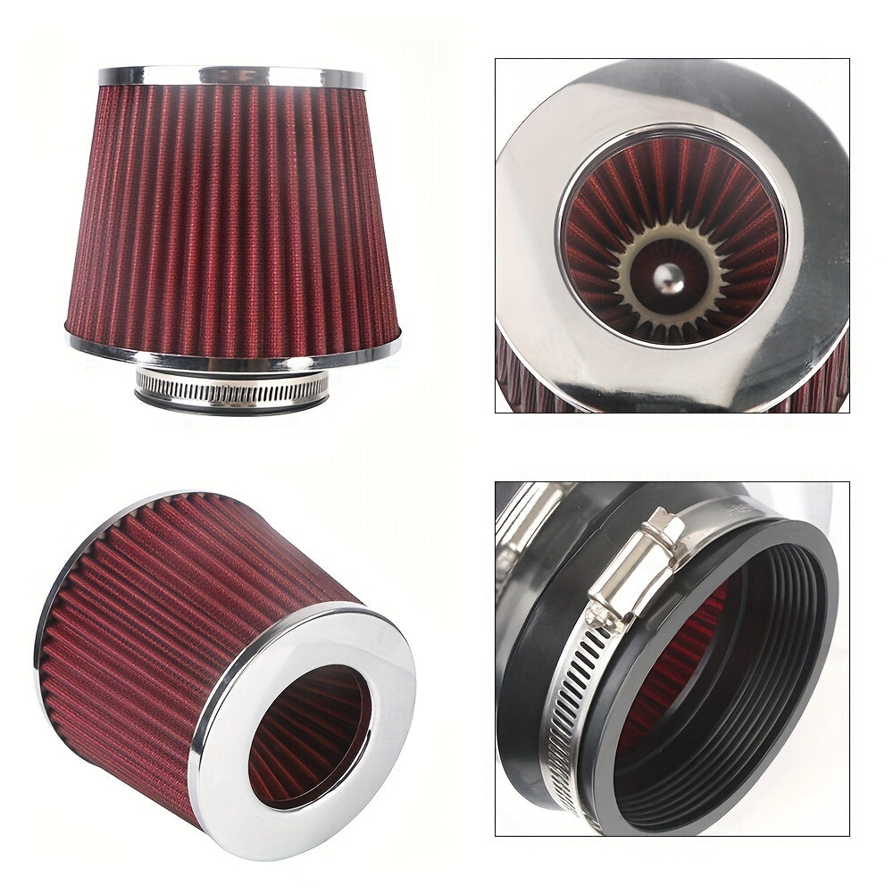 Sistema de admisión de aire frío de aluminio universal con filtro de aire 76mm 3 pulgadas