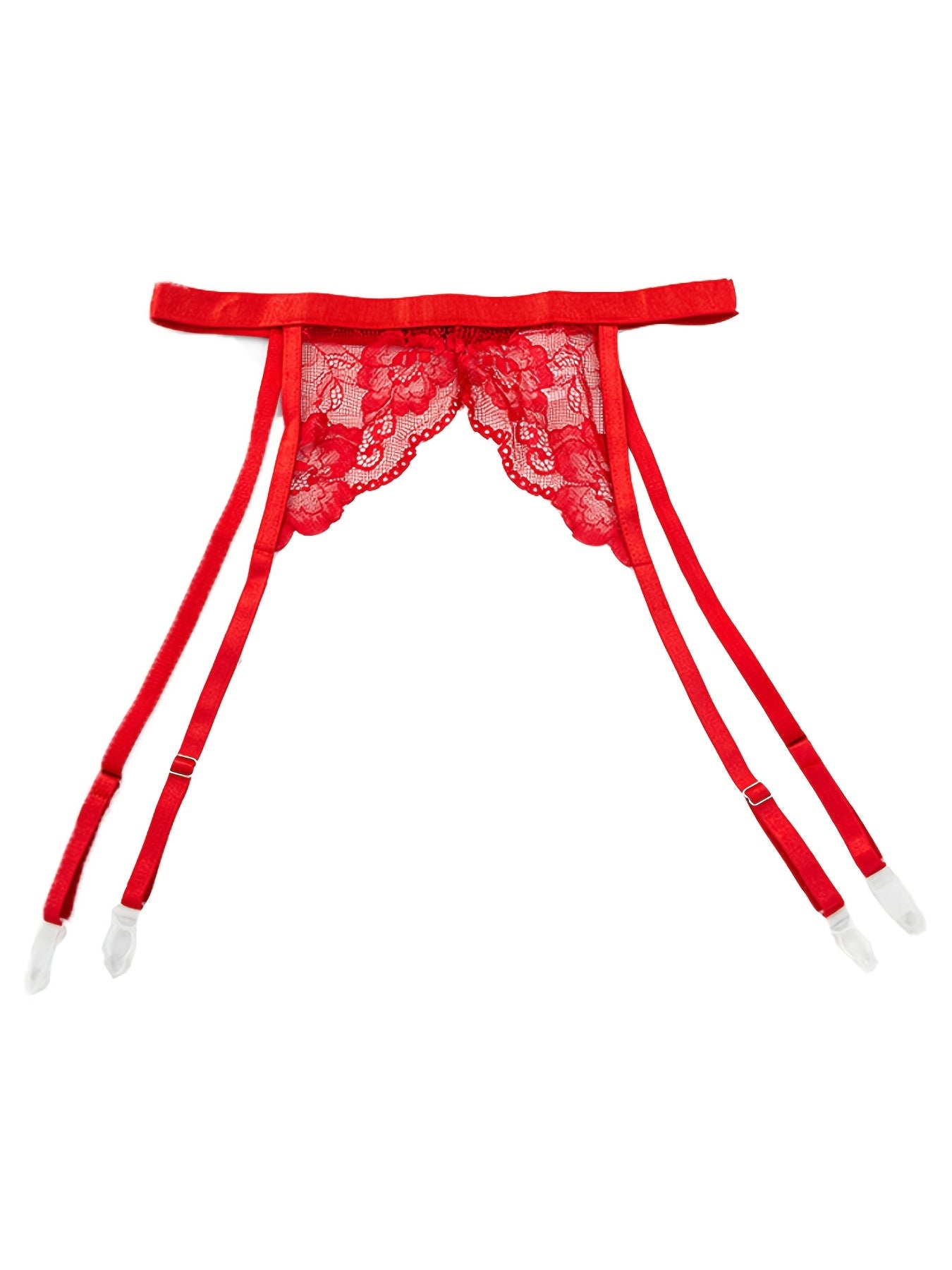 Women’s Lace Lingerie Set 4-Piece Solid Color Garter Belt and Suspender