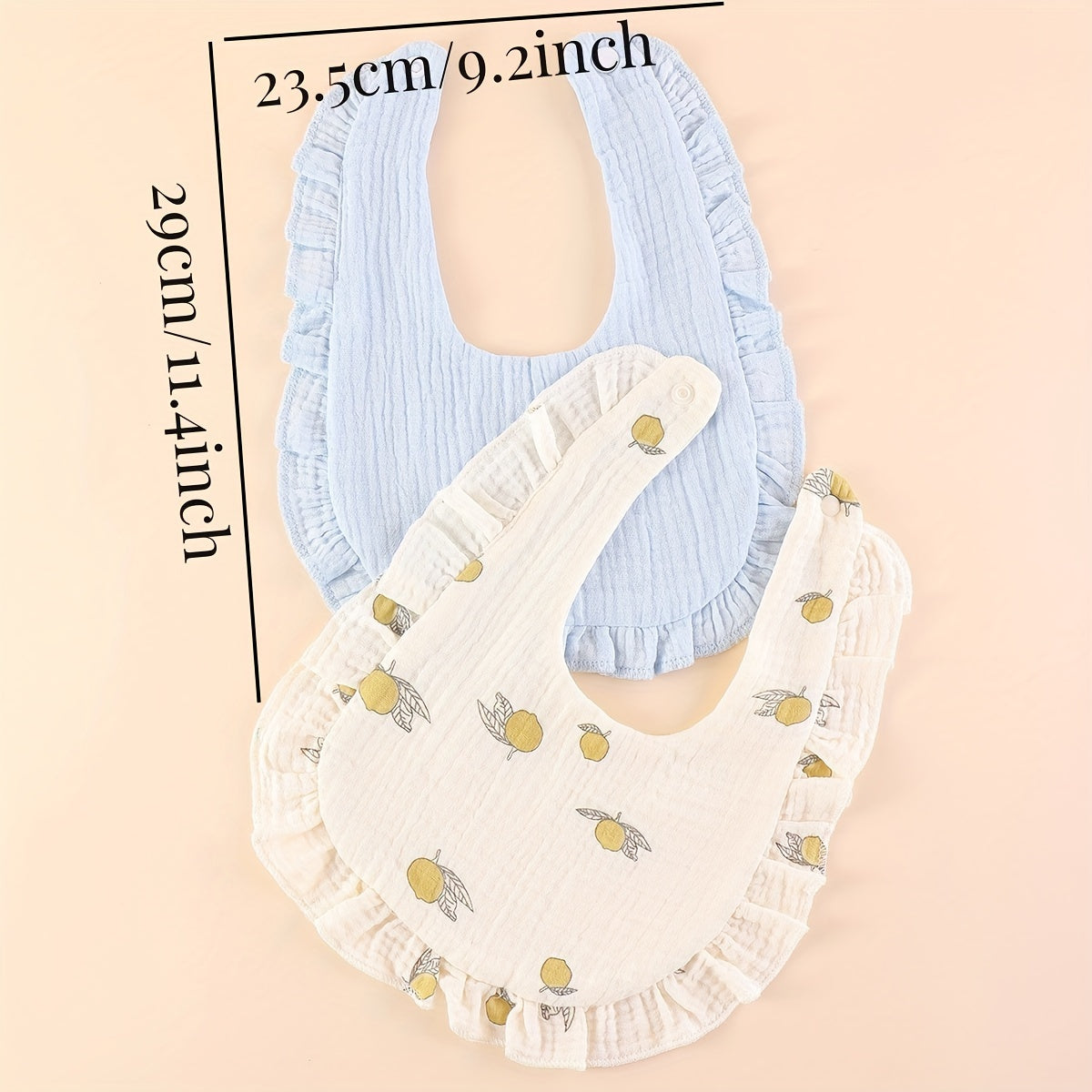 Baby Bibs for Kids Set of 3 Gingham Cotton with Lace Trim Snap Closure Assorted Colors