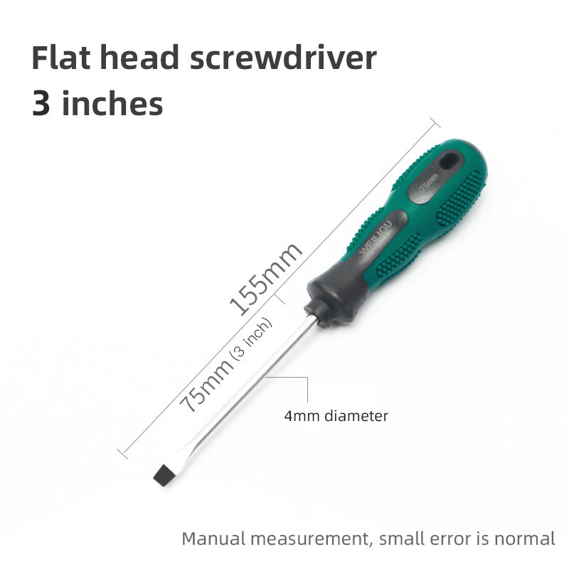Magnetic Slotted Flat Head and Phillips Screwdriver Set, Non-Slip, 3-4 Inch