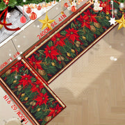 Plush Velvet Area Rug with Christmas Leaf Pattern Non-Slip Stain-Resistant 6mm Thick