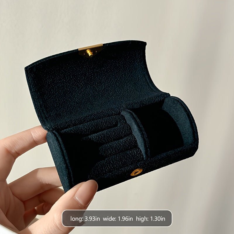 Velvet Jewelry Organizer Box for Women Portable Travel Case with Ring Holder