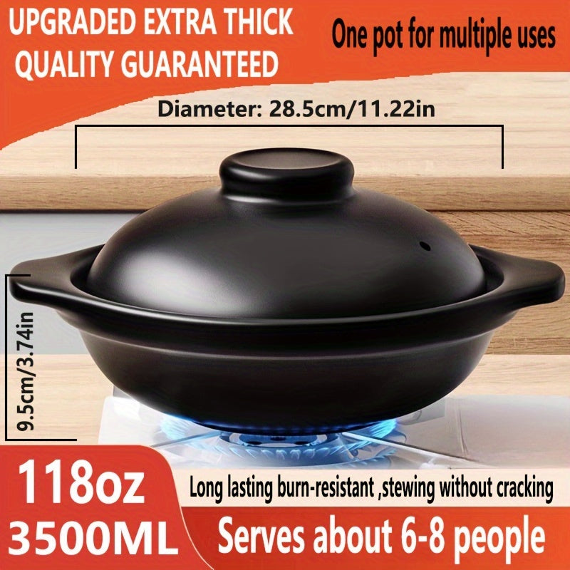 Ceramic Casserole Pot with Lid and Handles Thickened Heat-Resistant Non-Stick Durable for Home and Restaurant