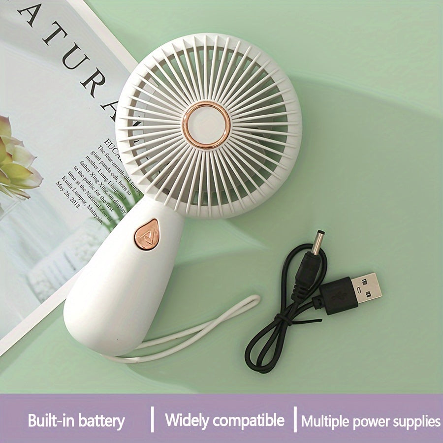 Mini Handheld Fan with LED Lights USB Rechargeable Quiet Desk Fan Personal Cooling