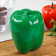 Green Pepper-Shaped Food Storage Container with Flip-Top Lid for Vegetables and Kitchen Organization