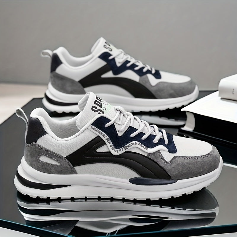 Men's Casual Sneakers Low Top Lace-Up Sports Street Style Solid Color Stripes PU Upper