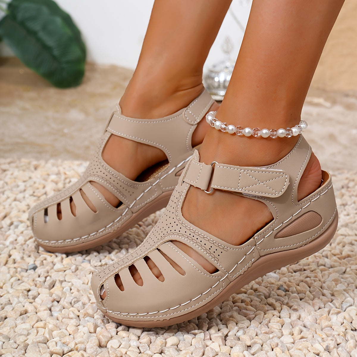 Women's Flat Sandals with Thick Rubber Sole Casual Outdoor Shoes