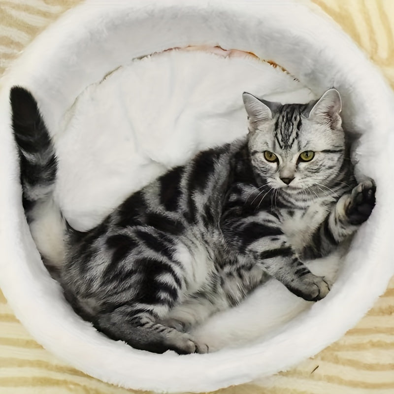 Large Noodle Bowl Pet Bed with Plush Cushion Vintage Style Non-Electric for Dogs and Cats