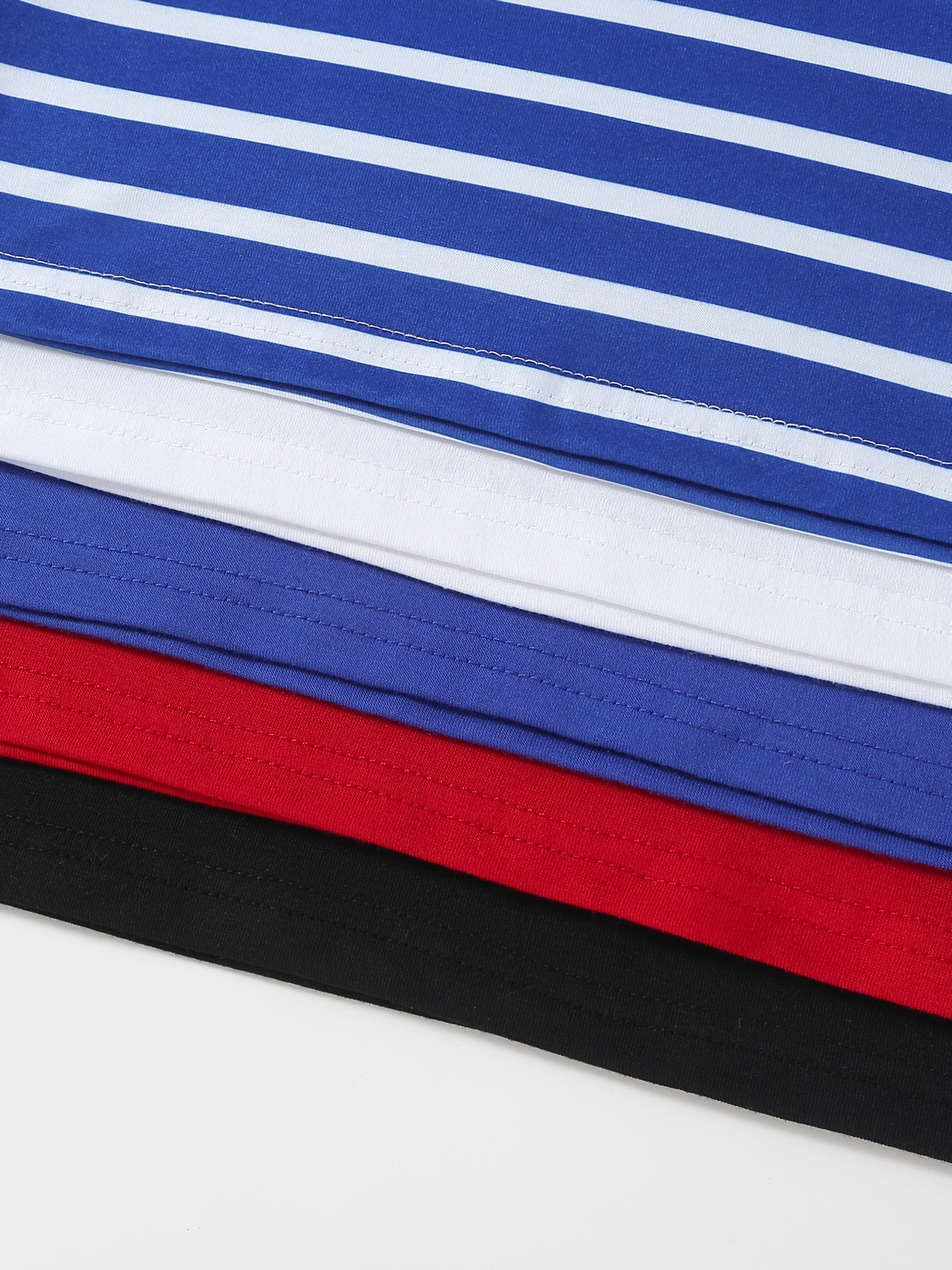 Pack de 5 camisetas de verano para niños, de manga corta, con rayas y colores sólidos, con cuello redondo, para niños y niñas