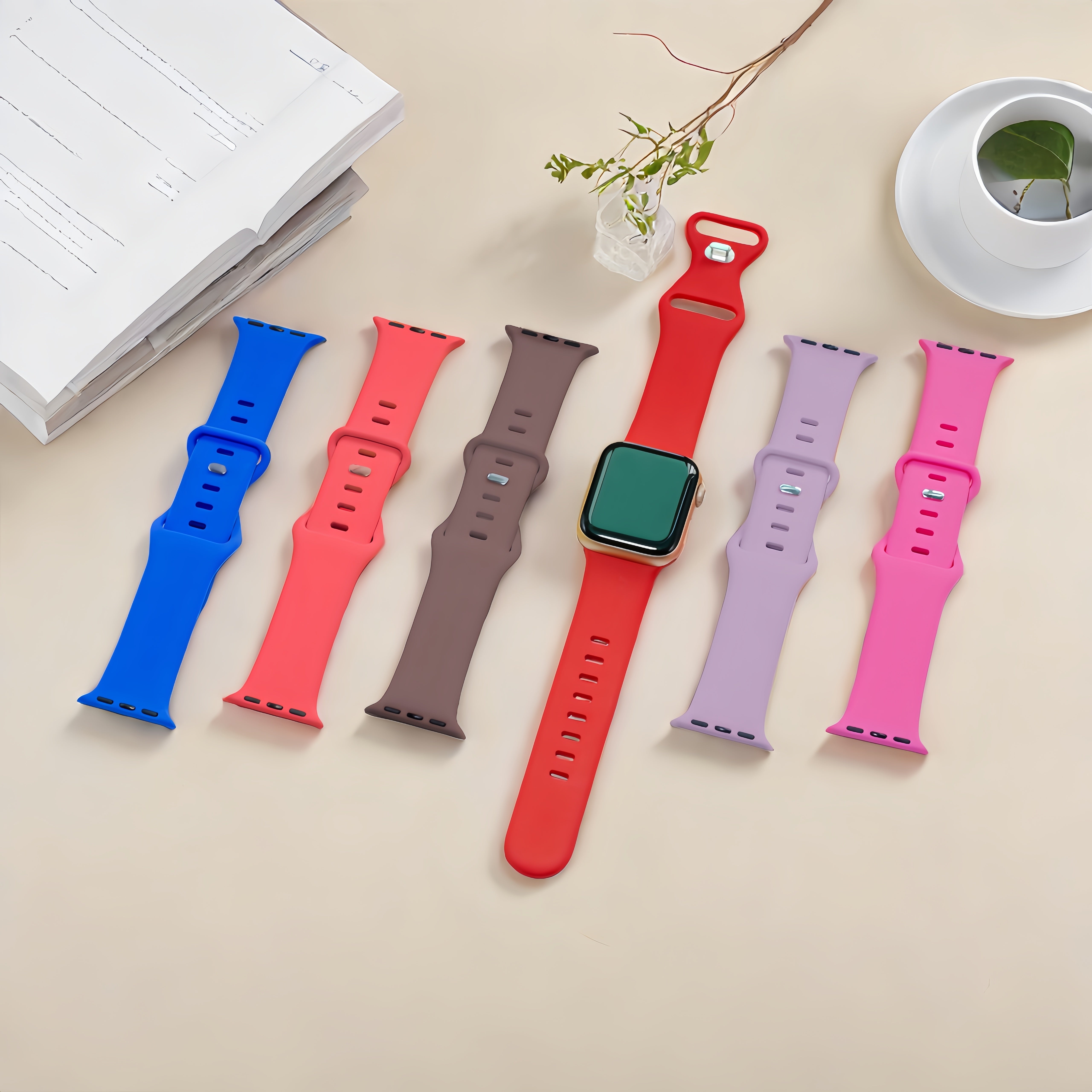 Silicone Waterproof Sport Band for Apple Watch 42mm 44mm 45mm 49mm Compatible with Series SE 1-9 Ultra