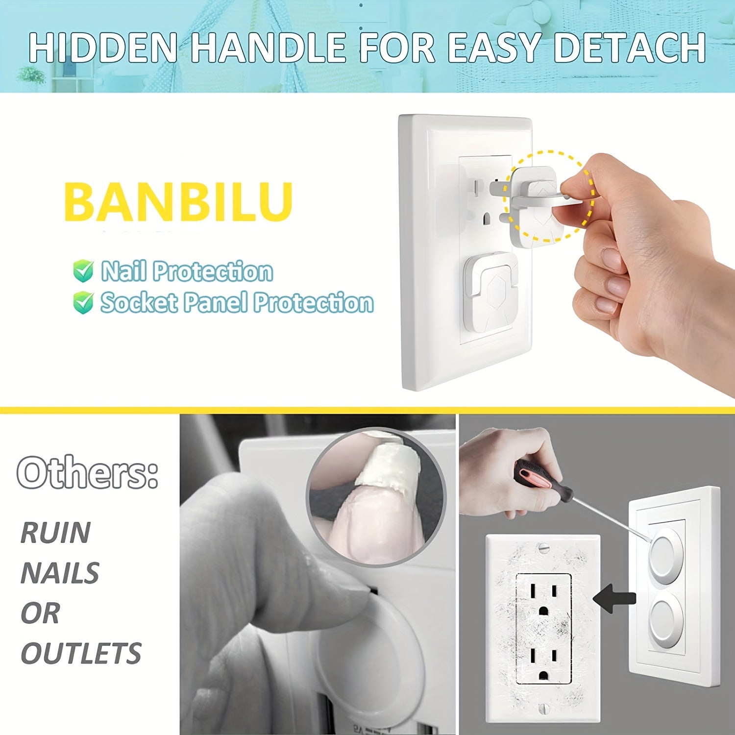 Baby Proofing Outlet Safety Covers Set of 30 with Hidden Pull Handle Childproof Socket Protectors