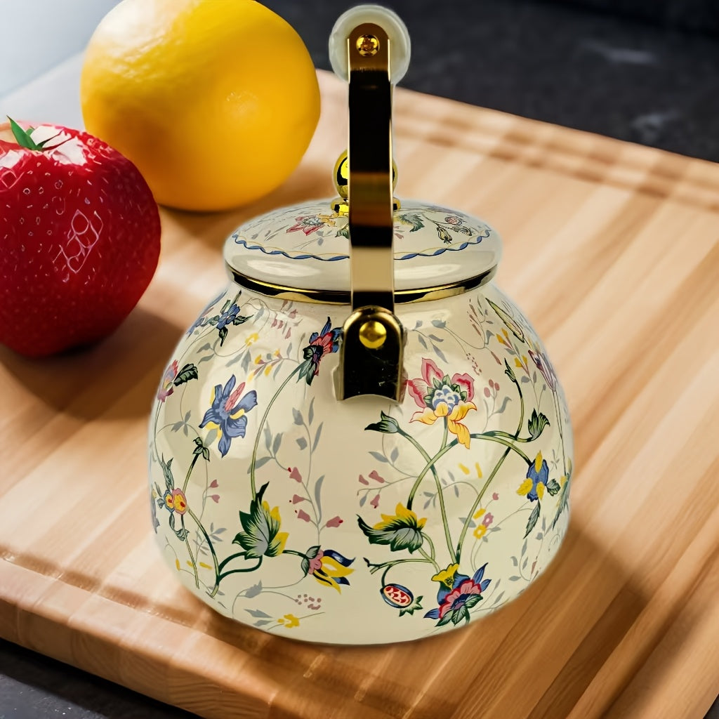 Ushbu emal qozon retro va yangi uslubga ega bo'lib, choy, meva choyi, qahva yoki sut tayyorlash uchun mukammaldir. U har qanday pechda ishlatish uchun mos keladi va yaxshi salomatlikni rag'batlantiradi.