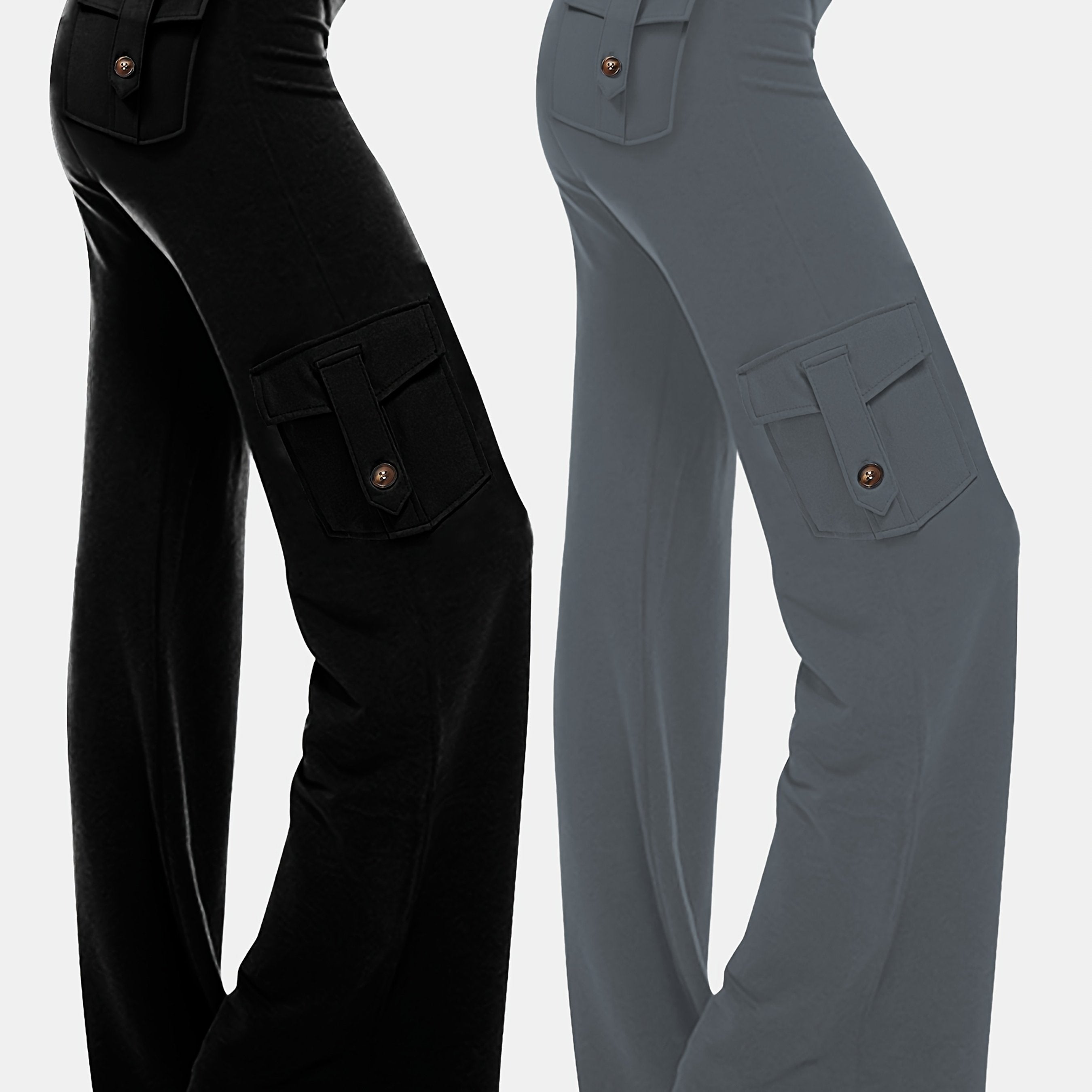 Plus Size Women's Skinny Wide Leg Pants with Pockets Moisture Wicking