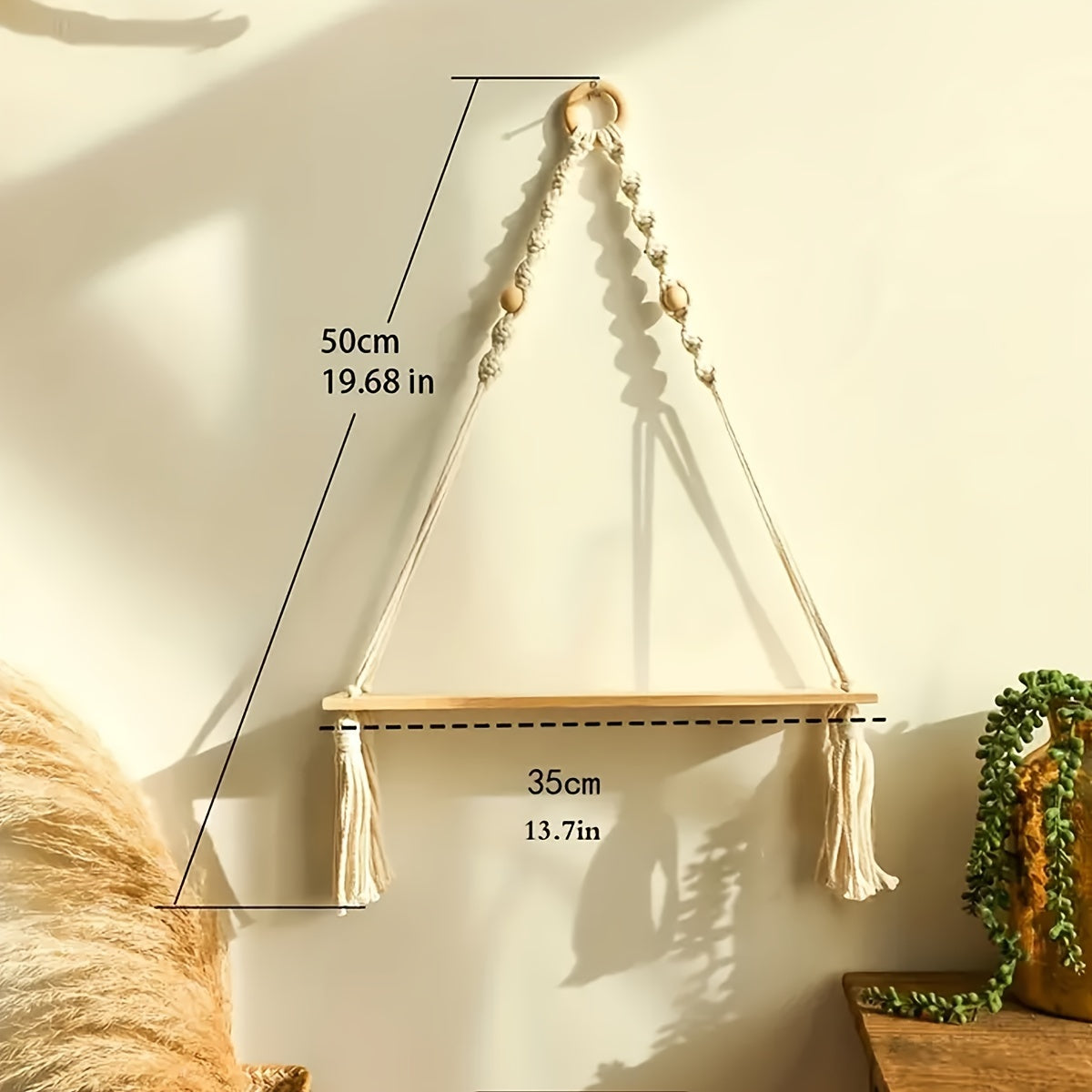 Macrame Plant Shelf Hanging Wall Decor for Indoor and Bohemian Rooms