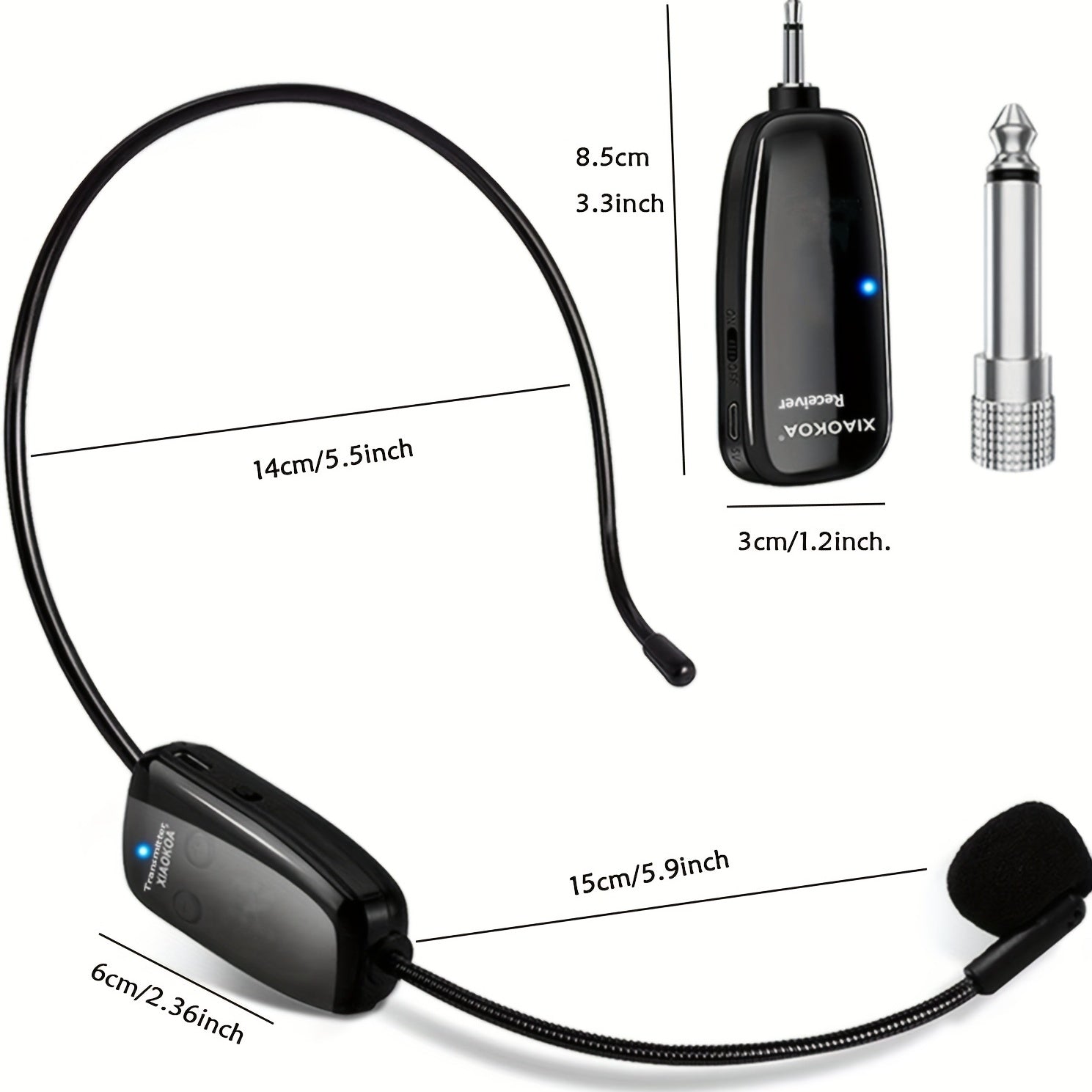 Wireless Microphone Headset with UHF Receiver for Public Speaking and Teaching USB Type-C Charging