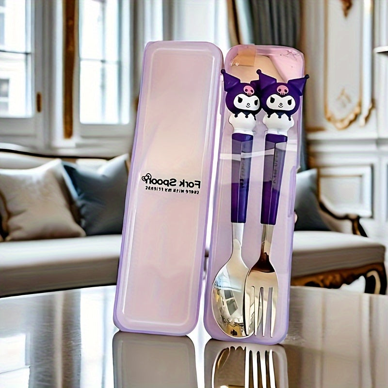 Stainless Steel Hello Kitty Spoon and Fork Set 2-Piece Kitchenware for Restaurants