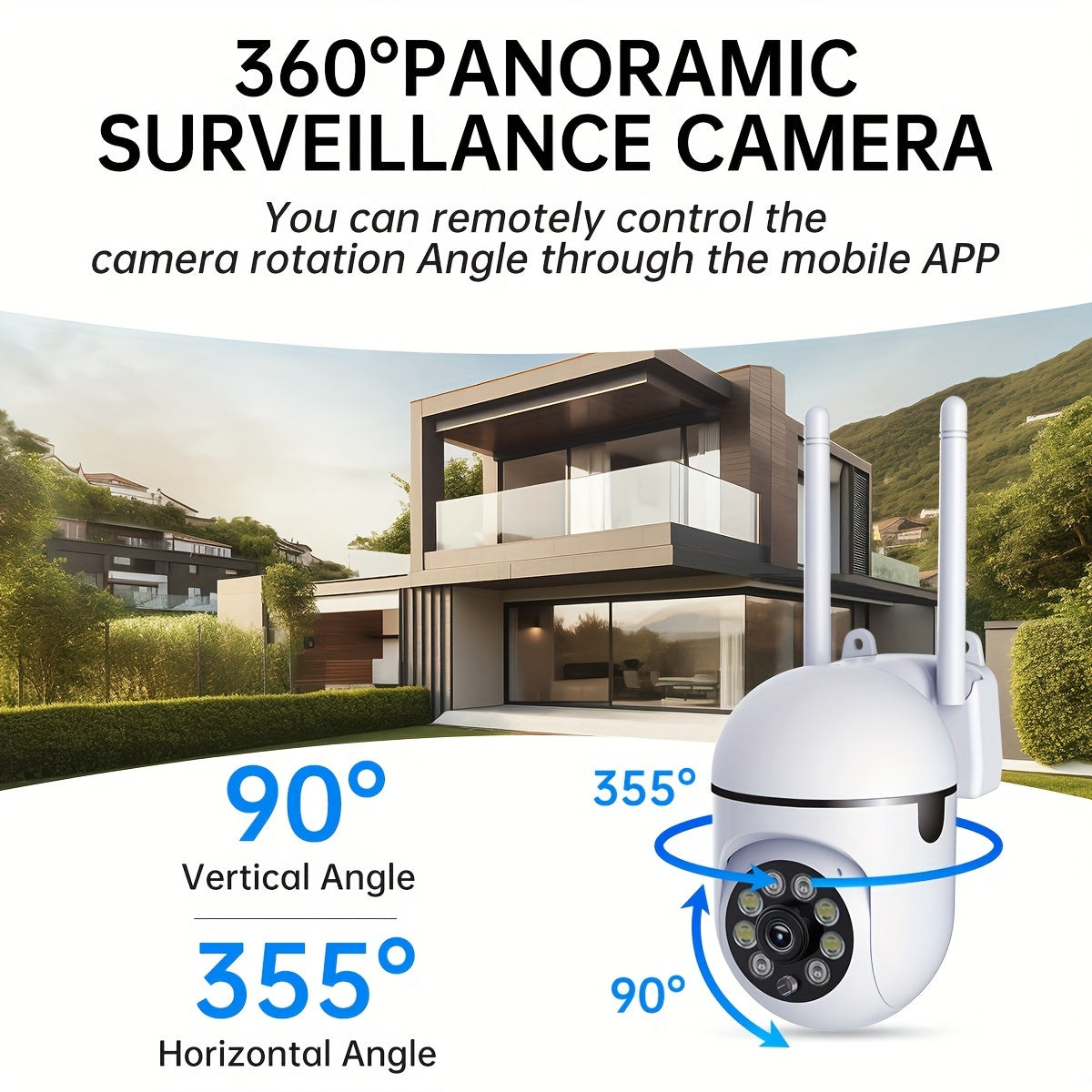 Indoor Outdoor Surveillance Camera 2MP HD Wi-Fi Night Vision Motion Detection