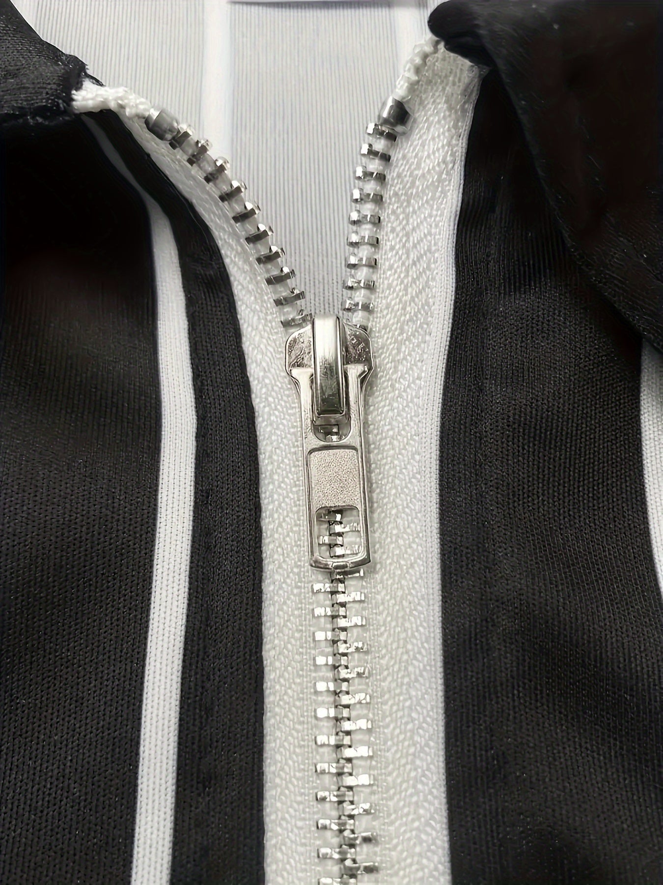 Men's Casual Black and White Stripe Baseball Shirt with 3D Print for Business Casual