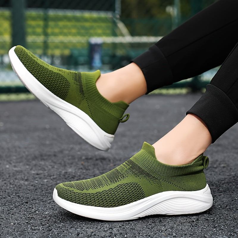 Men's Slip-On Sock Shoes Breathable Knit Casual Sneakers for Outdoor Activities
