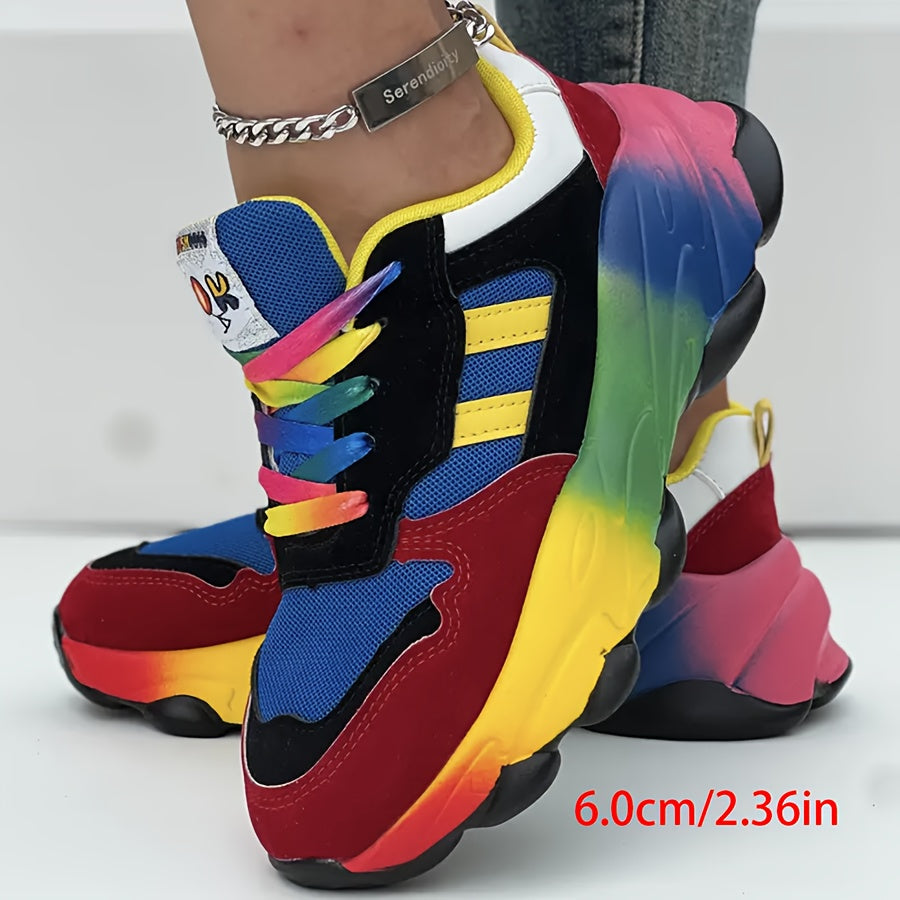 Women's Breathable Low-Top Sneakers with Cushioned Rubber Sole and Gradient Color