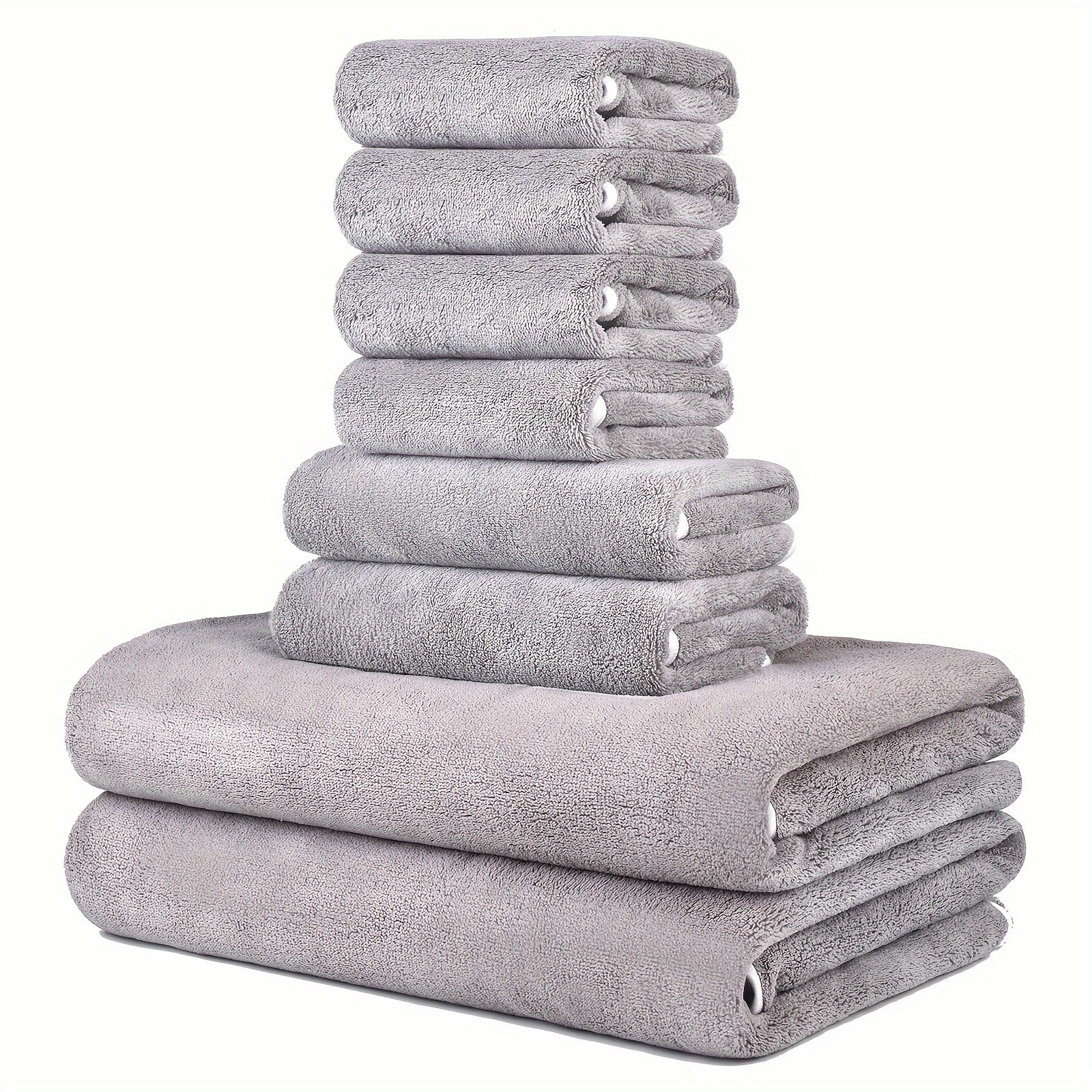 Microfiber Bath Towel Set 8 Pieces Quick Dry Highly Absorbent Lightweight