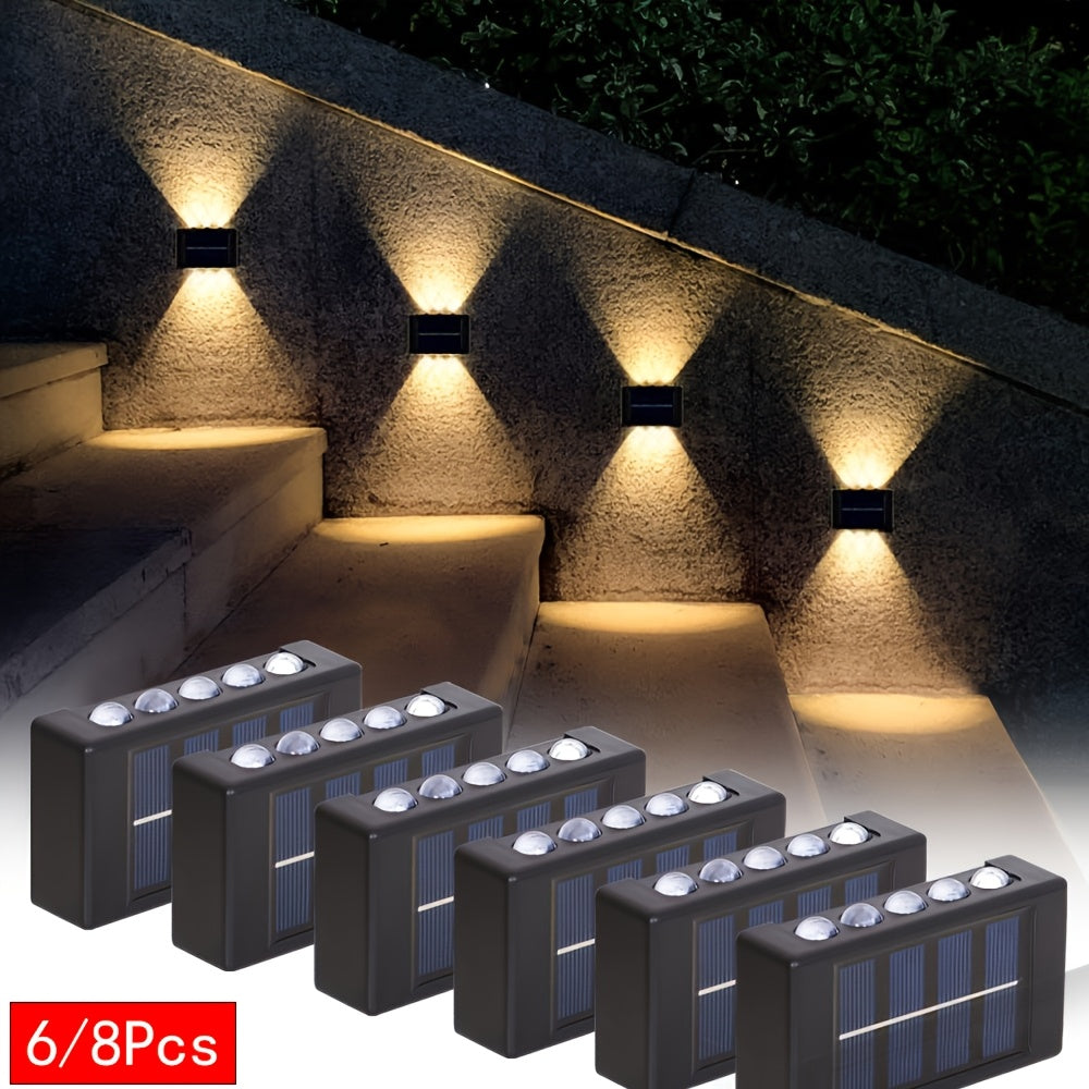 Paquete de 6/8 luces solares LED para cercas de jardín exteriores, a prueba de agua, para patio, muro y jardín