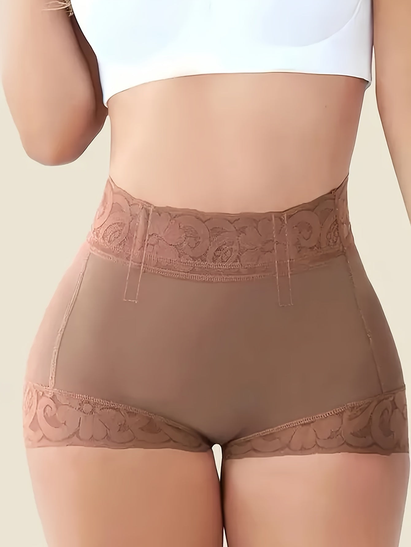 Seamless Body Shaper Shorts with Lace Detail for Tummy Control and Daily Wear