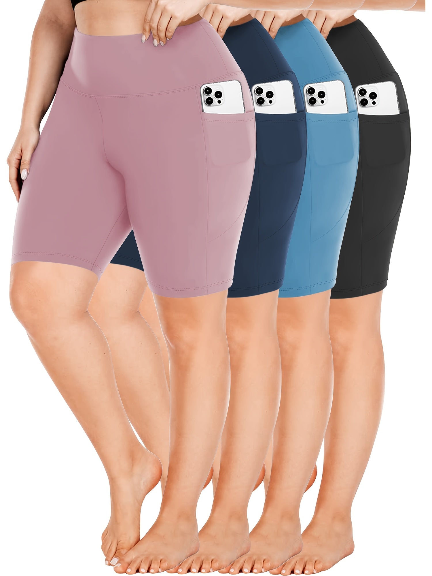 Pantalones de cintura alta con bolsillos en forma de media luna y cinturón de 5 puntos para mujer, conjunto de primavera y verano