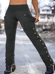 Plus Size High-Waisted Solid Casual Leggings Polyester Spandex All-Season