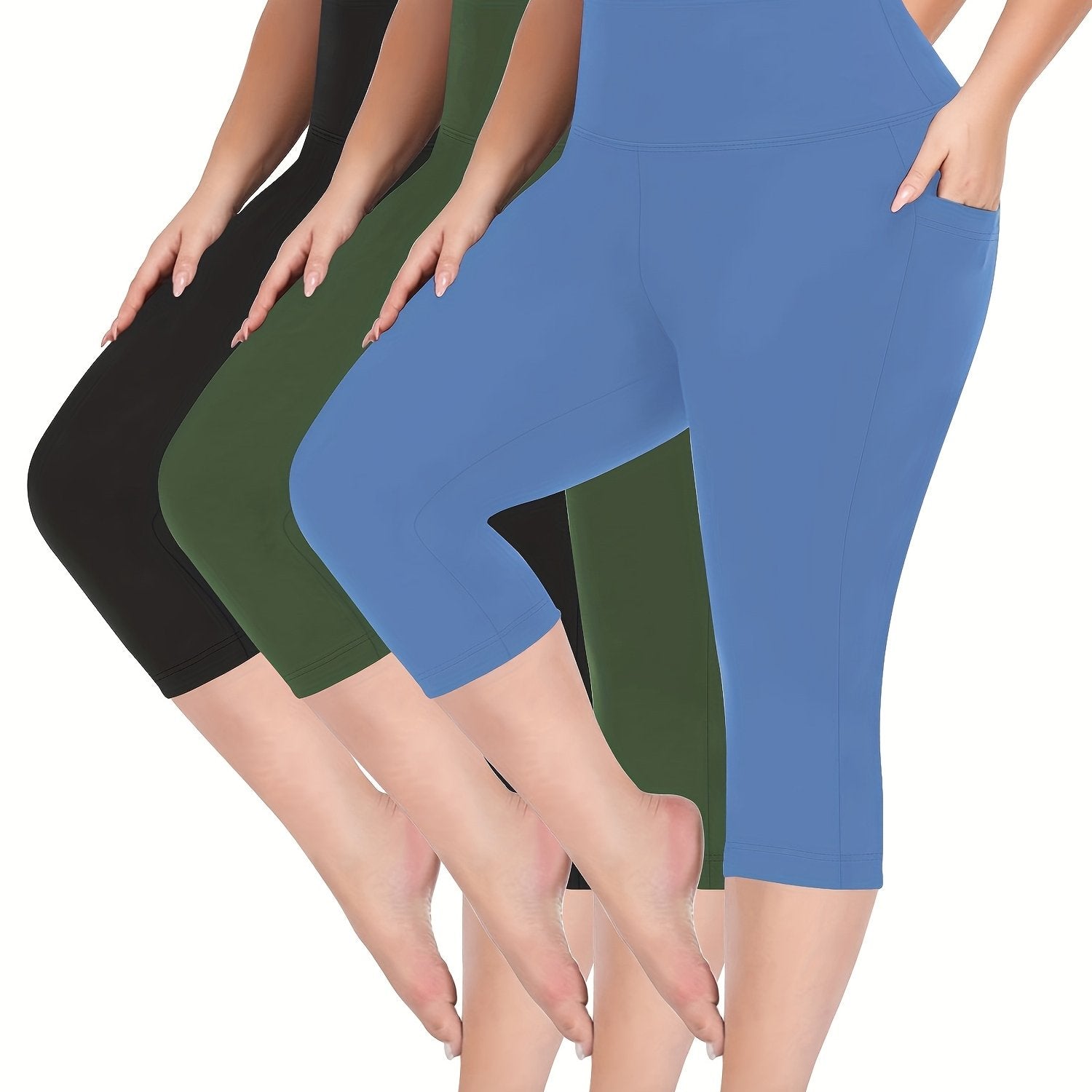 Plus Size High-Waisted Shorts Set With Pockets Stretch Fabric Summer Leopard