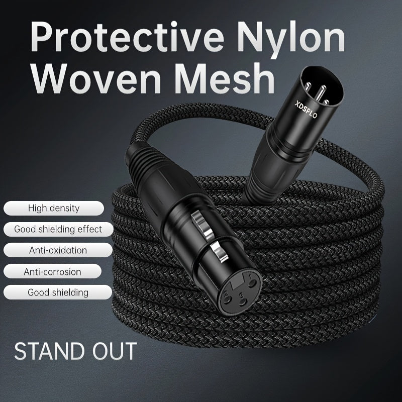 High-Fidelity XLR Male to Female Microphone Cable Nylon Braided Copper Core 3-Pin