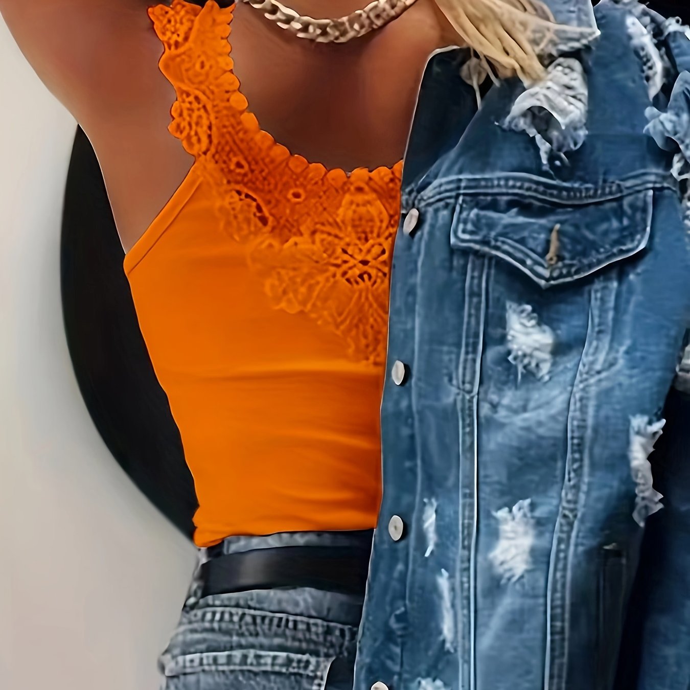 Топ без рукавов для женщин больших размеров с кружевной отделкой, полупрозрачная летняя блузка