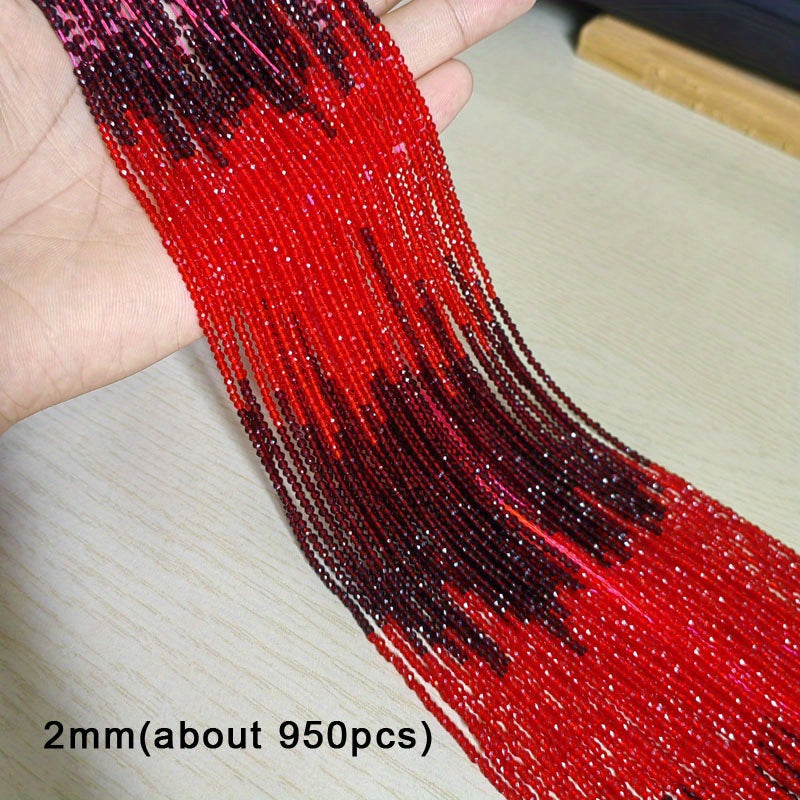 950 Pieces 2mm Faceted Glass Beads Gradient Colors for Jewelry Making and DIY Crafts