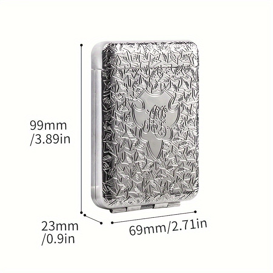 Metal Retro Cigarette Case 16-Pack Engraved Portable Slim Vintage Smoking Tool